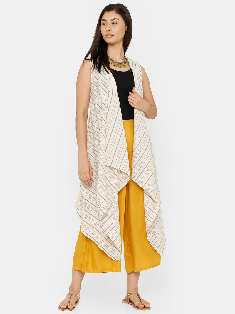 De Moza women's Sleeveless Shrug Yarn Dyed Cotton Offwhite - De Moza (4704708984895)