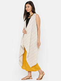 De Moza women's Sleeveless Shrug Yarn Dyed Cotton Offwhite - De Moza (4704708984895)