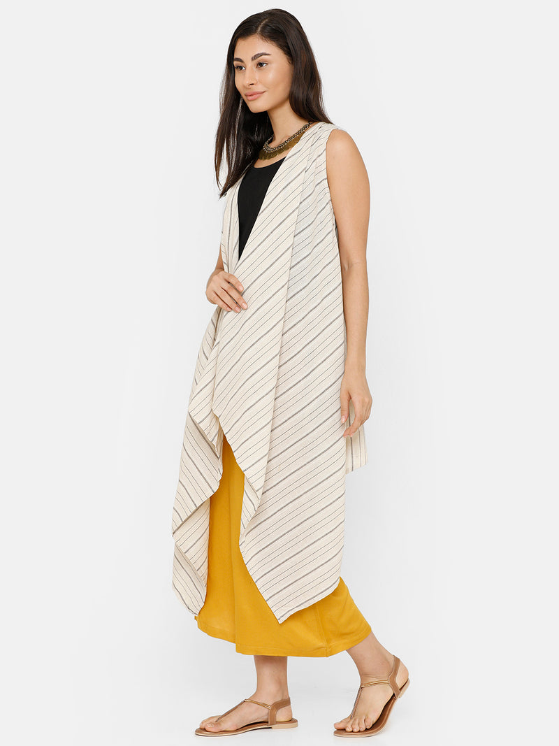De Moza women's Sleeveless Shrug Yarn Dyed Cotton Offwhite - De Moza (4704708984895)