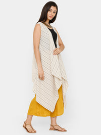 De Moza women's Sleeveless Shrug Yarn Dyed Cotton Offwhite - De Moza (4704708984895)