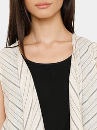 De Moza women's Sleeveless Shrug Yarn Dyed Cotton Offwhite - De Moza (4704708984895)