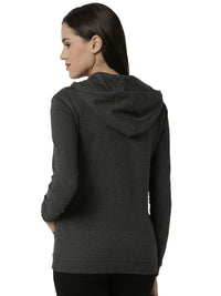 De Moza Women's HD Full Sleeve Sweat Shirt All Over Print Cotton Anthra Melange - De Moza (4461737345087)