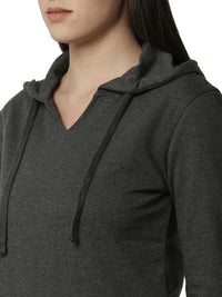 De Moza Women's HD Full Sleeve Sweat Shirt All Over Print Cotton Anthra Melange - De Moza (4461737345087)