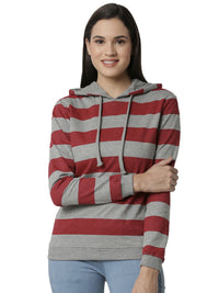De Moza Ladies Printed Grey Melange Sweat shirt - De Moza (4383344001087)
