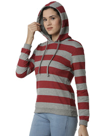 De Moza Ladies Printed Grey Melange Sweat shirt - De Moza (4383344001087)
