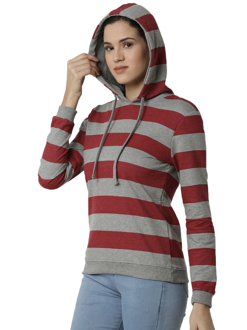 De Moza Ladies Printed Grey Melange Sweat shirt - De Moza (4383344001087)