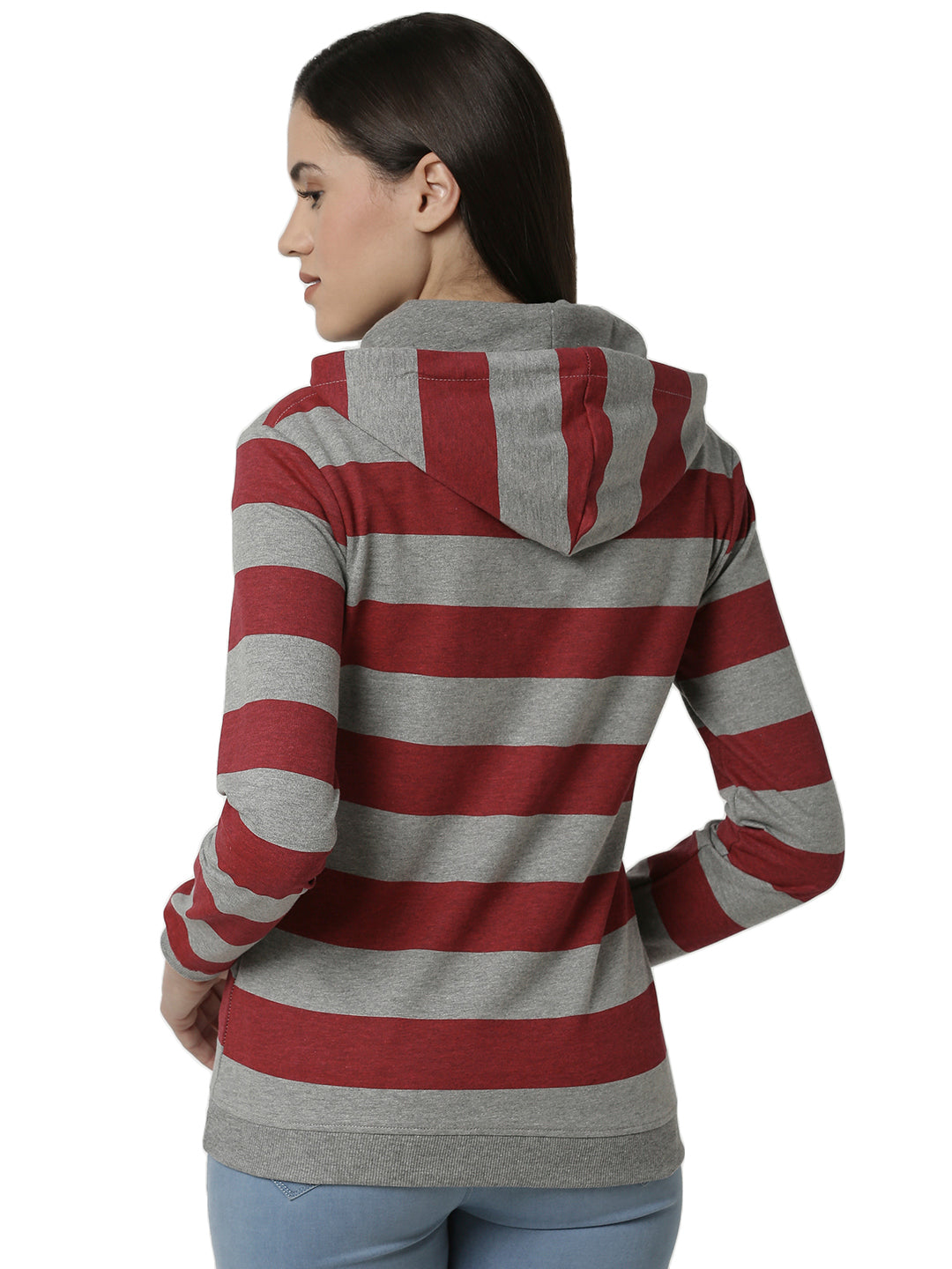 De Moza Ladies Printed Grey Melange Sweat shirt - De Moza (4383344001087)