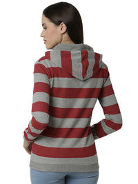 De Moza Ladies Printed Grey Melange Sweat shirt - De Moza (4383344001087)