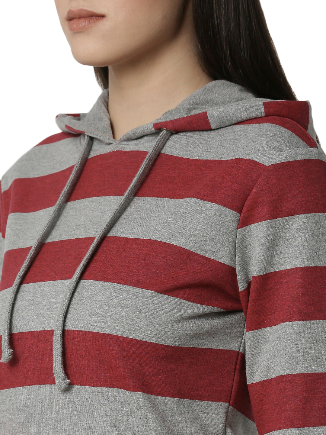 De Moza Ladies Printed Grey Melange Sweat shirt - De Moza (4383344001087)