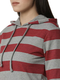 De Moza Ladies Printed Grey Melange Sweat shirt - De Moza (4383344001087)