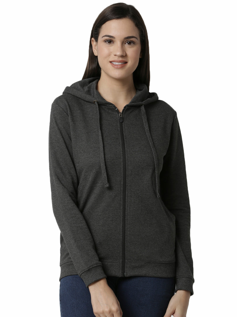 De Moza Ladies Anthra Melange Sweat shirt - De Moza (4383218171967)