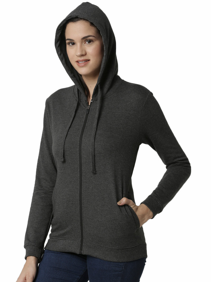De Moza Ladies Anthra Melange Sweat shirt - De Moza (4383218171967)
