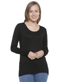 De Moza Women's Sweater Round Neck Full Sleeve Solid Cotton Black - De Moza (4465241817151)