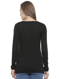 De Moza Women's Sweater Round Neck Full Sleeve Solid Cotton Black - De Moza (4465241817151)