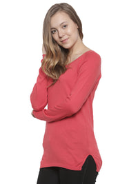 De Moza Women's Sweater Round Neck Raglan Sleeve Solid Cotton Red - De Moza (4465242210367)
