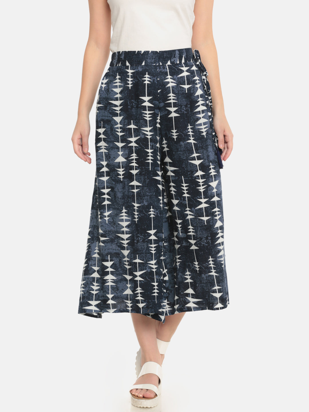 De Moza Ladies Printed Culottes Indigo Blue - De Moza (682067165247)