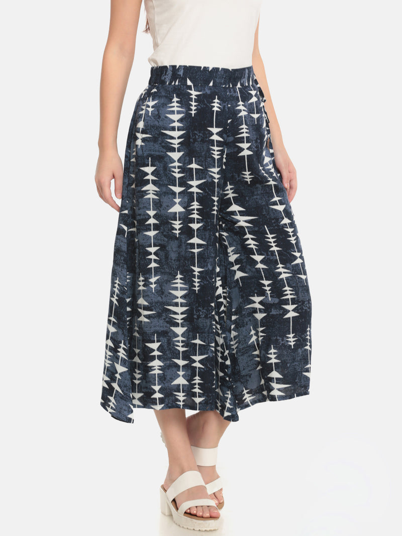 De Moza Ladies Printed Culottes Indigo Blue - De Moza (682067165247)
