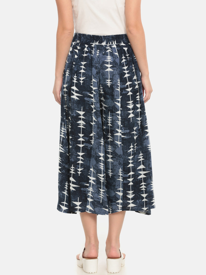 De Moza Ladies Printed Culottes Indigo Blue - De Moza (682067165247)