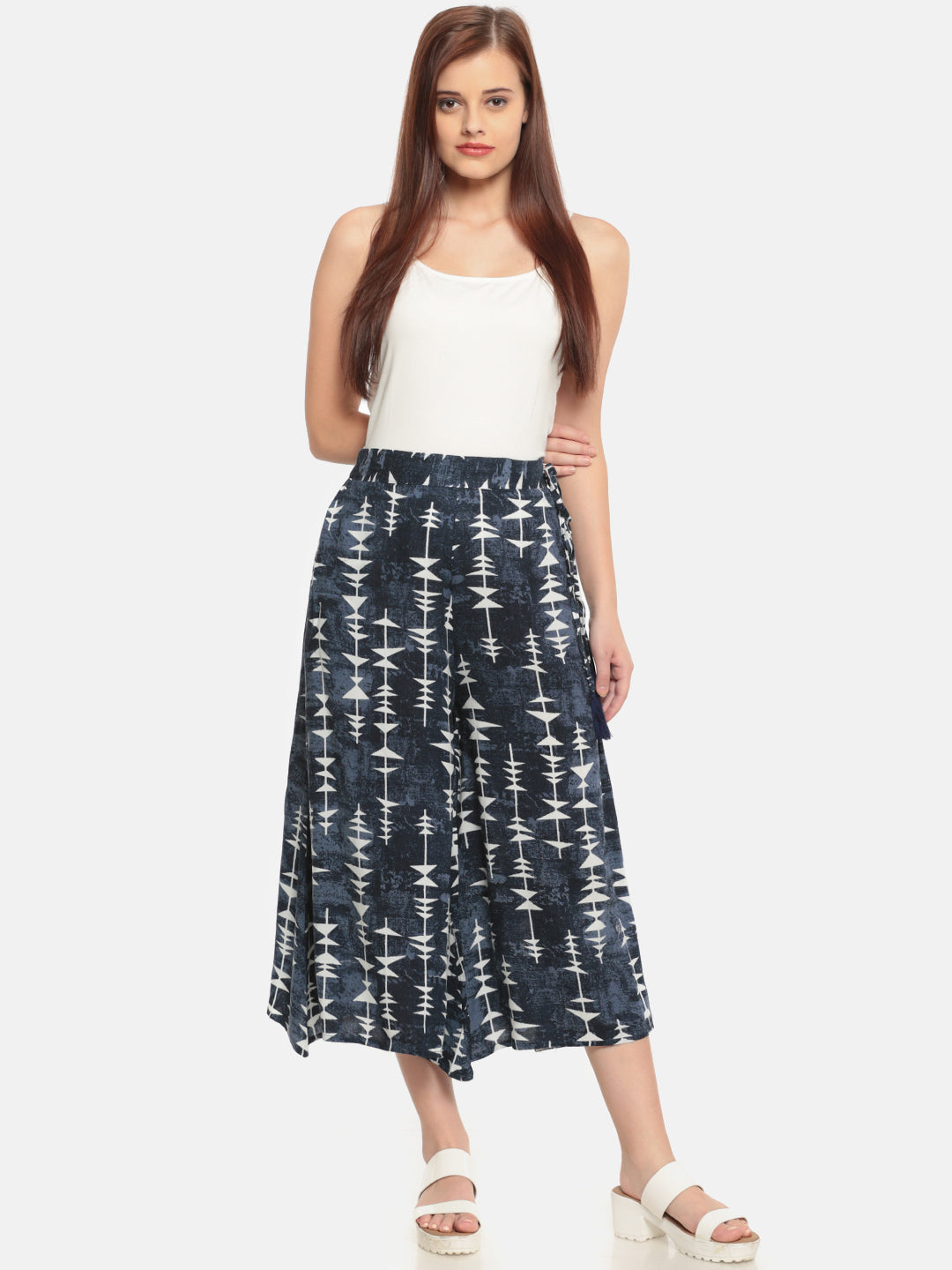 De Moza Ladies Printed Culottes Indigo Blue - De Moza (682067165247)