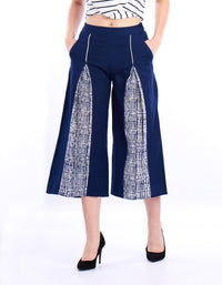 De Moza- Ladies Printed Culottes Navy Blue - De Moza (1550378238015)