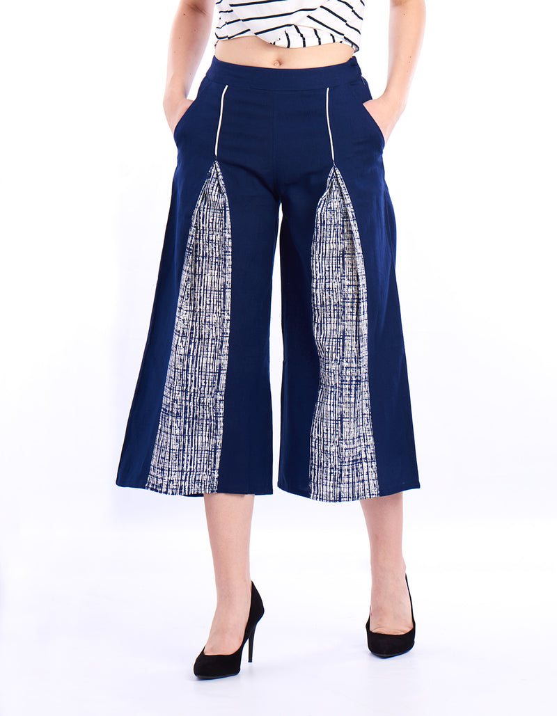 De Moza- Ladies Printed Culottes Navy Blue - De Moza (1550378238015)