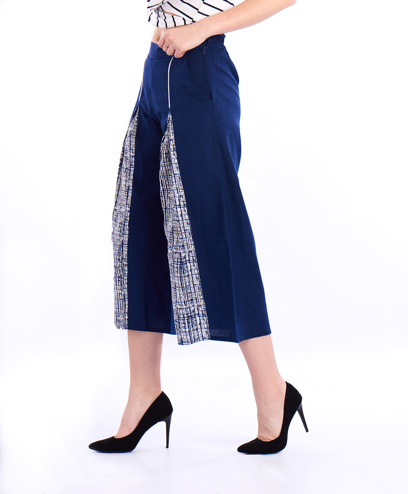 De Moza- Ladies Printed Culottes Navy Blue - De Moza (1550378238015)