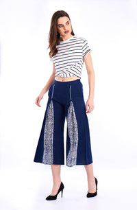 De Moza- Ladies Printed Culottes Navy Blue - De Moza (1550378238015)