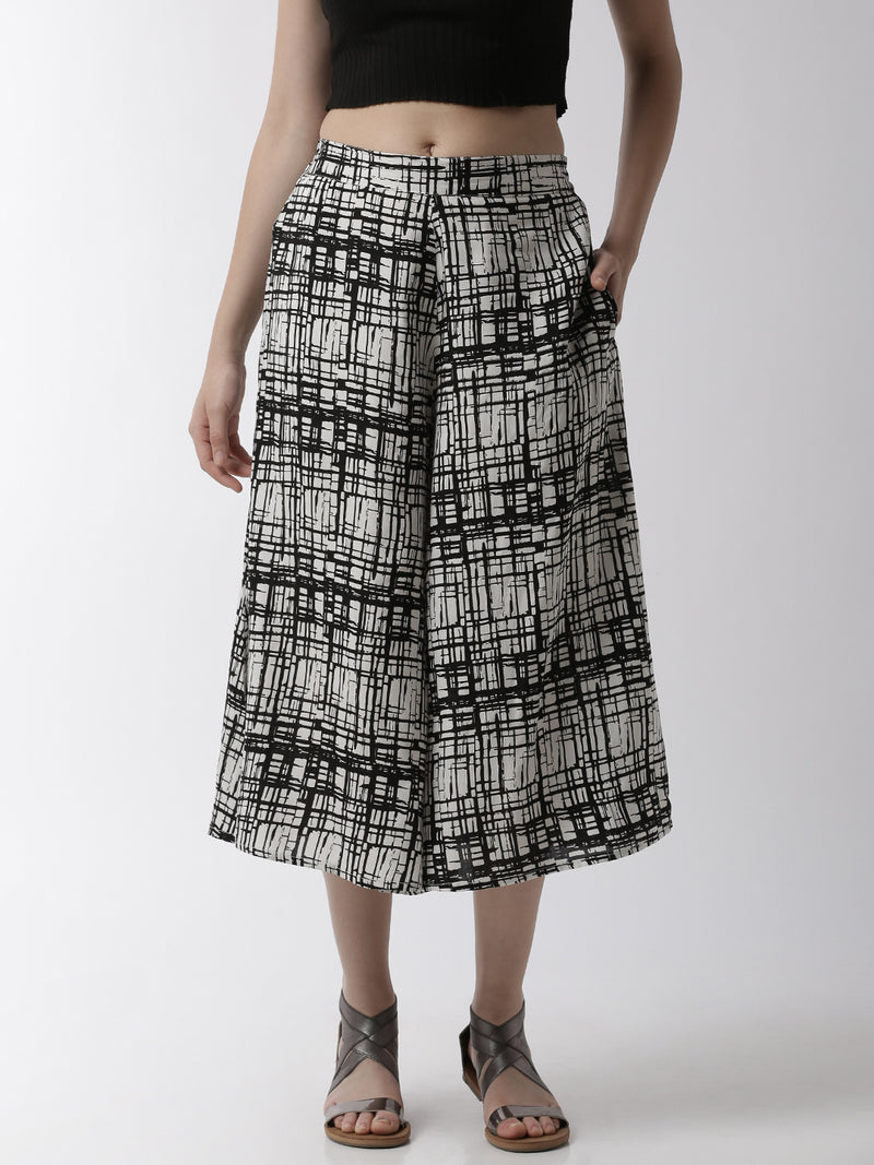 De Moza Women's Printed Culottes Woven Bottom Rayon Offwhite - De Moza (4499734396991)