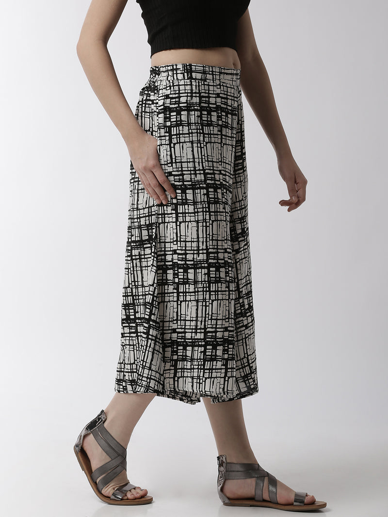 De Moza Women's Printed Culottes Woven Bottom Rayon Offwhite - De Moza (4499734396991)