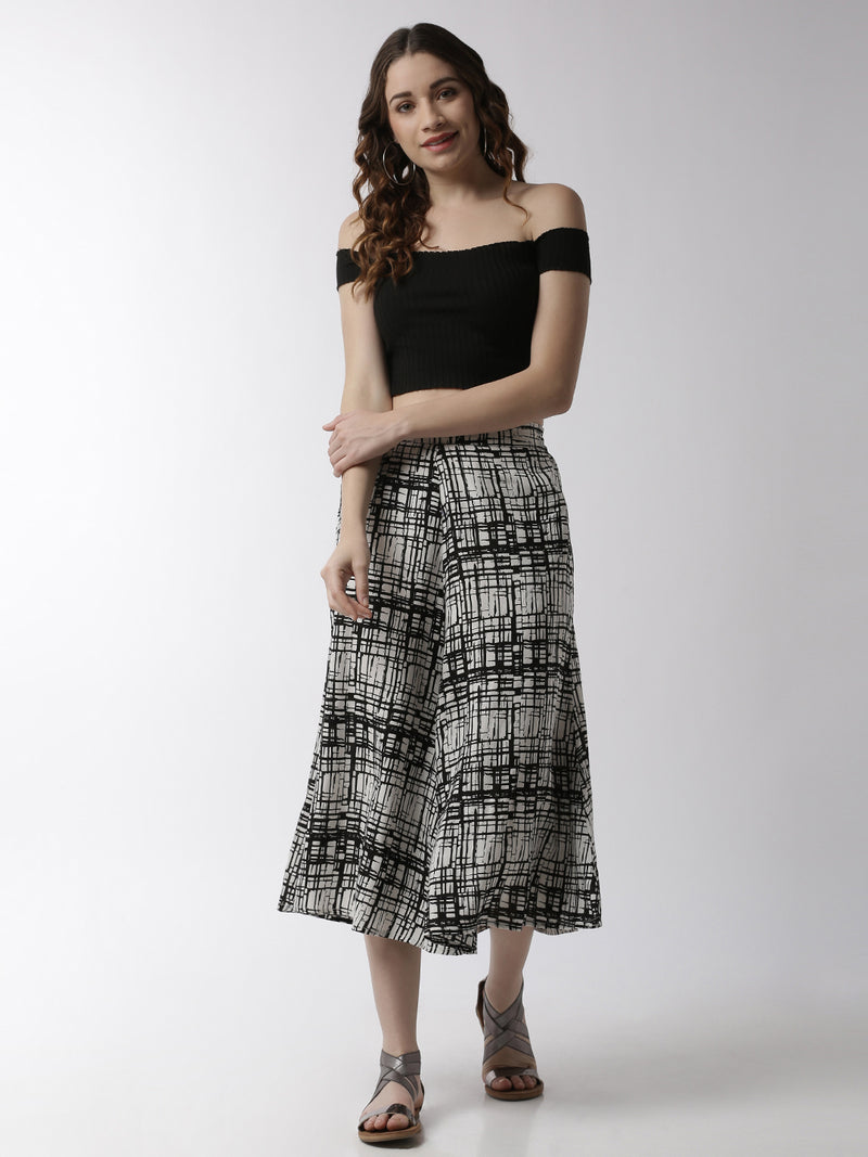 De Moza Women's Printed Culottes Woven Bottom Rayon Offwhite - De Moza (4499734396991)