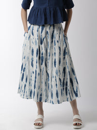 De Moza women's Printed Culottes Woven Bottom Rayon Indigo Blue - De Moza (4704708591679)