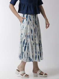 De Moza women's Printed Culottes Woven Bottom Rayon Indigo Blue - De Moza (4704708591679)
