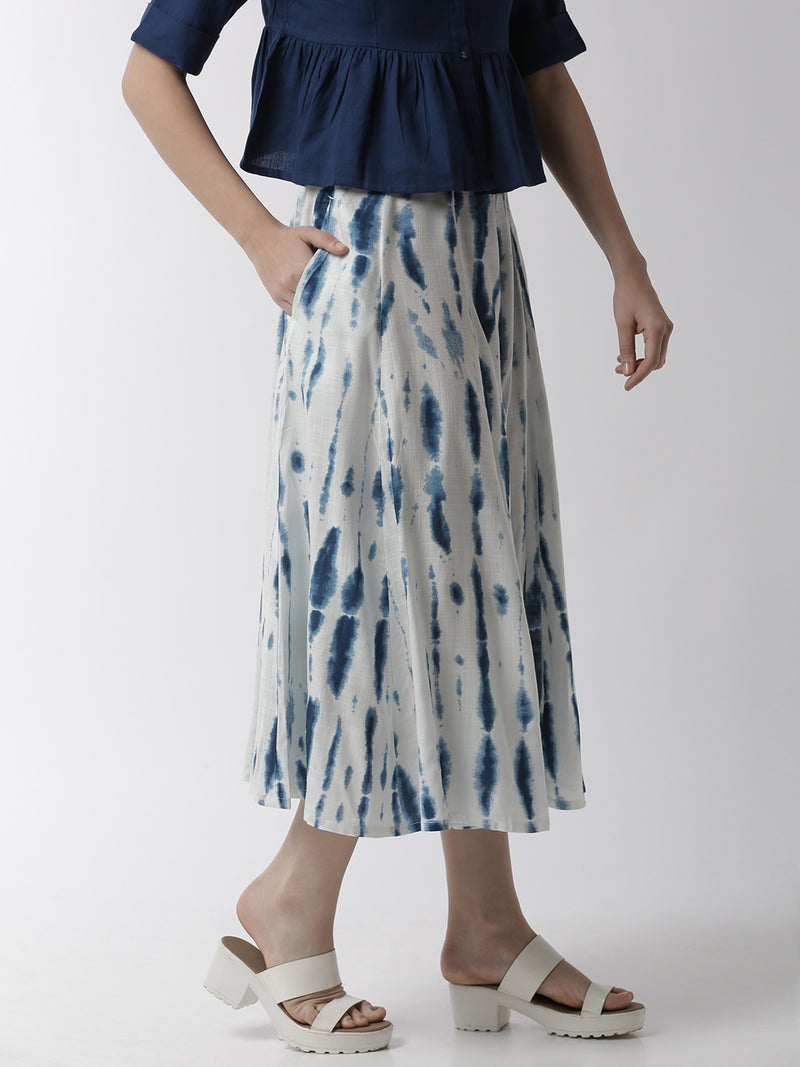 De Moza women's Printed Culottes Woven Bottom Rayon Indigo Blue - De Moza (4704708591679)