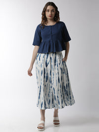 De Moza women's Printed Culottes Woven Bottom Rayon Indigo Blue - De Moza (4704708591679)