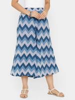De Moza women's Printed Culottes Woven Bottom Cotton Indigo Blue - De Moza (4704708657215)