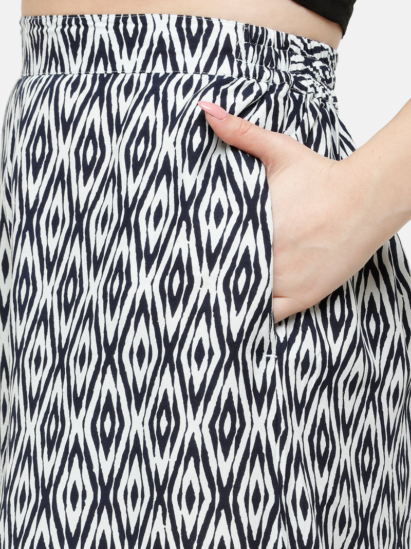 De Moza Women's Culottes Woven Bottom All Over Print Rayon White - De Moza (4885588475967)