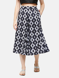 De Moza Women's Culottes Woven Bottom All Over Print Rayon Indigo Blue - De Moza (4885588574271)