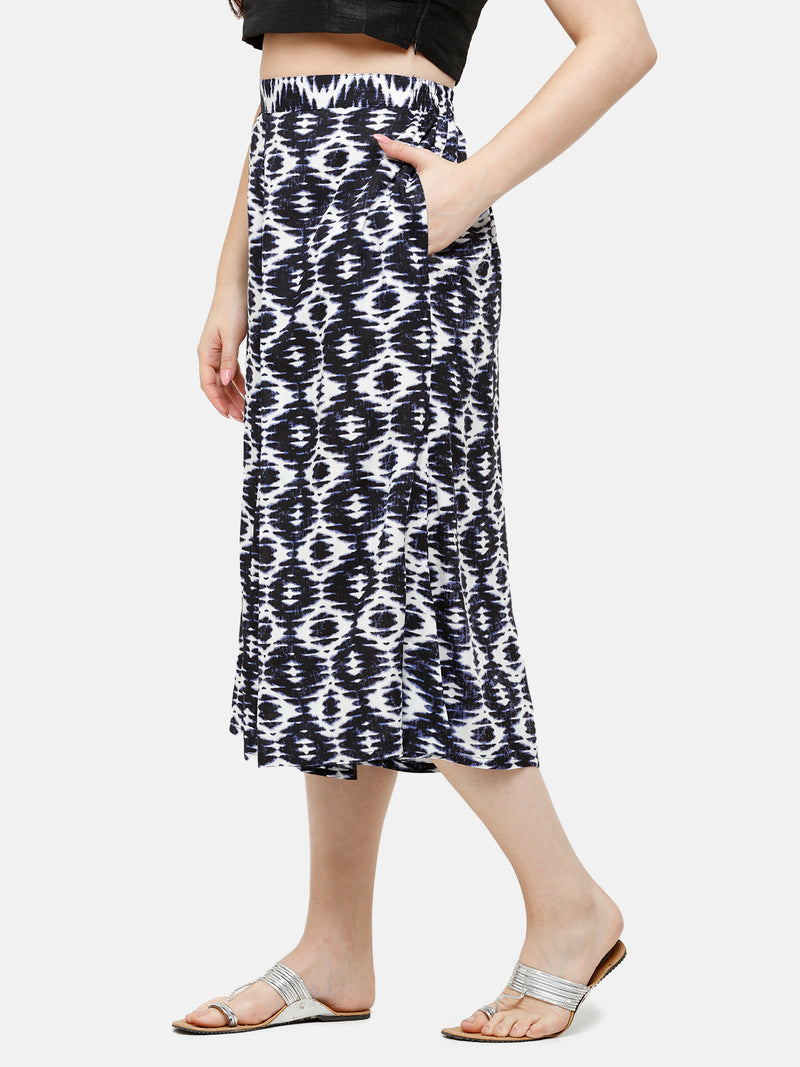 De Moza Women's Culottes Woven Bottom All Over Print Rayon Indigo Blue - De Moza (4885588574271)