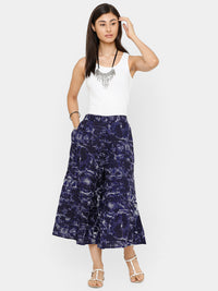 De Moza women's Printed Culottes Woven Bottom Rayon Royal Blue - De Moza (4704709214271)