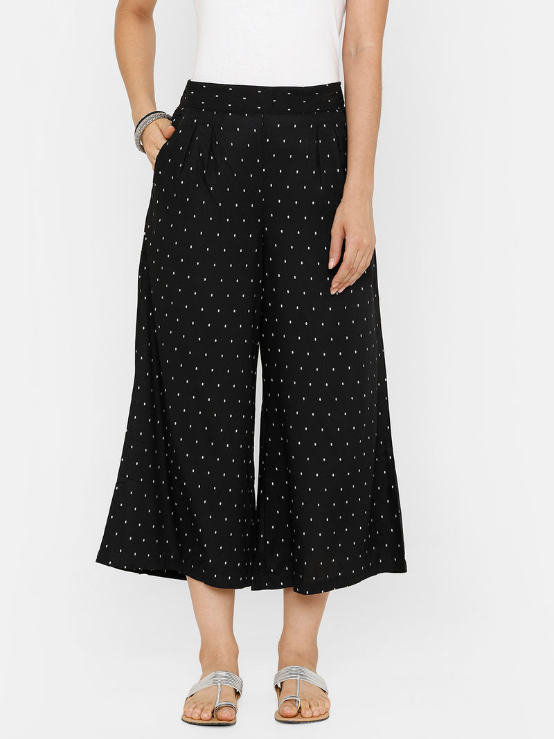 De Moza women's Printed Culottes Woven Bottom Rayon Black - De Moza (4704709476415)