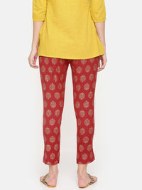 De Moza Ladies Red Printed Cigarette Trousers - De Moza (1529544671295)