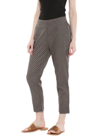 De Moza Ladies Printed Cigarette Pant Dark Grey - De Moza (1666022506559)
