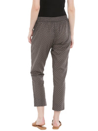 De Moza Ladies Printed Cigarette Pant Dark Grey - De Moza (1666022506559)