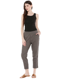 De Moza Ladies Printed Cigarette Pant Dark Grey - De Moza (1666022506559)