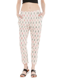De Moza Ladies Woven Printed Cigarette Pant Offwhite - De Moza (1668047339583)