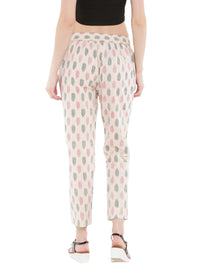 De Moza Ladies Woven Printed Cigarette Pant Offwhite - De Moza (1668047339583)