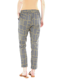 De Moza Ladies Printed Cigarette Pant Light Grey - De Moza (1668073553983)