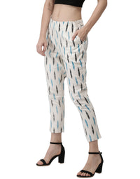 De Moza- Ladies Printed Cigarette Pant Light Blue - De Moza (1974506881087)