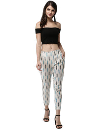 De Moza- Ladies Printed Cigarette Pant Light Blue - De Moza (1974506881087)