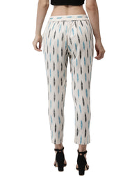 De Moza- Ladies Printed Cigarette Pant Light Blue - De Moza (1974506881087)